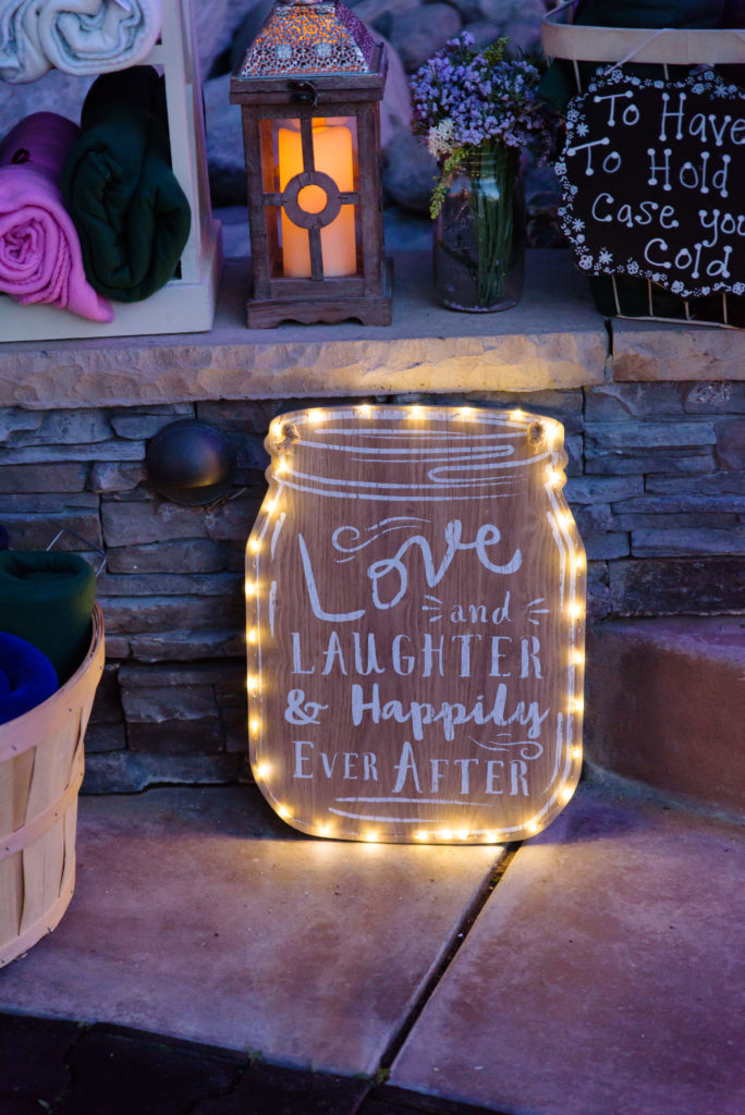 Wozniak_Wedding_365 Love and Laughter and Happily Ever After Wedding Sign at Red Horse BArn
